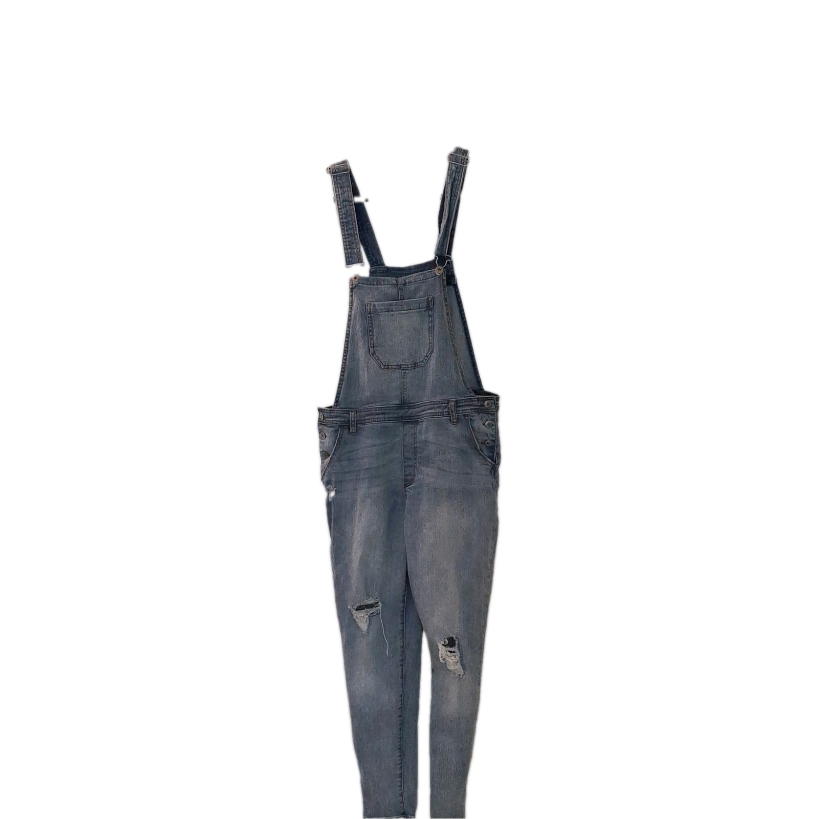 True Craft Women’s Blue Denim Overall One-Piece Stretch Square Neck Size 10