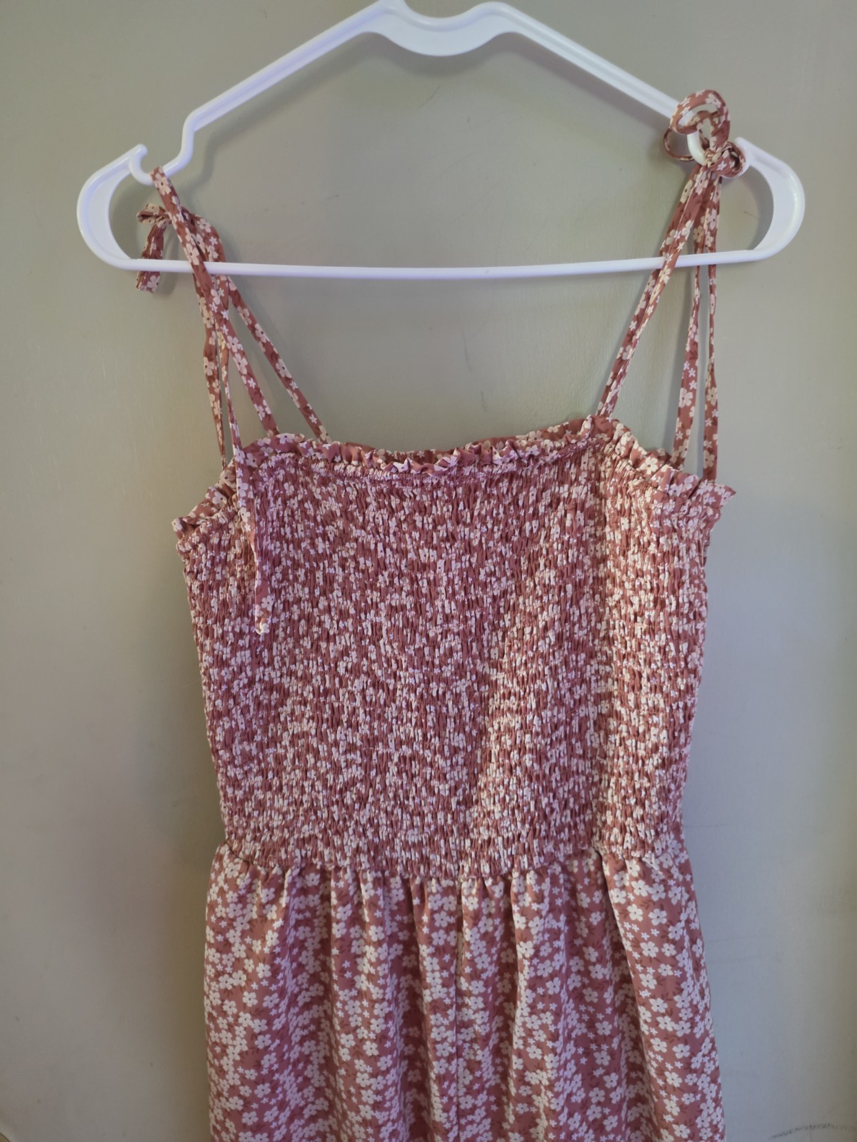 Brown And White Floral Full Length Romper With Flaired Leg Size Large