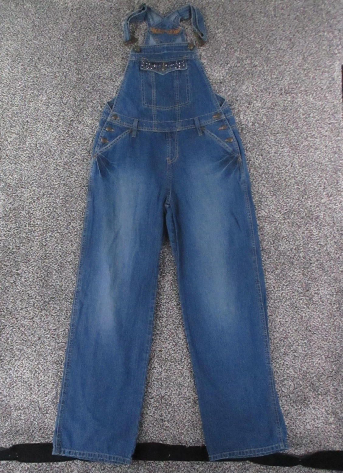 Squeeze Overalls Youth XL 16 Denim Studded Pockets Wide Leg Bib Pants 30×29