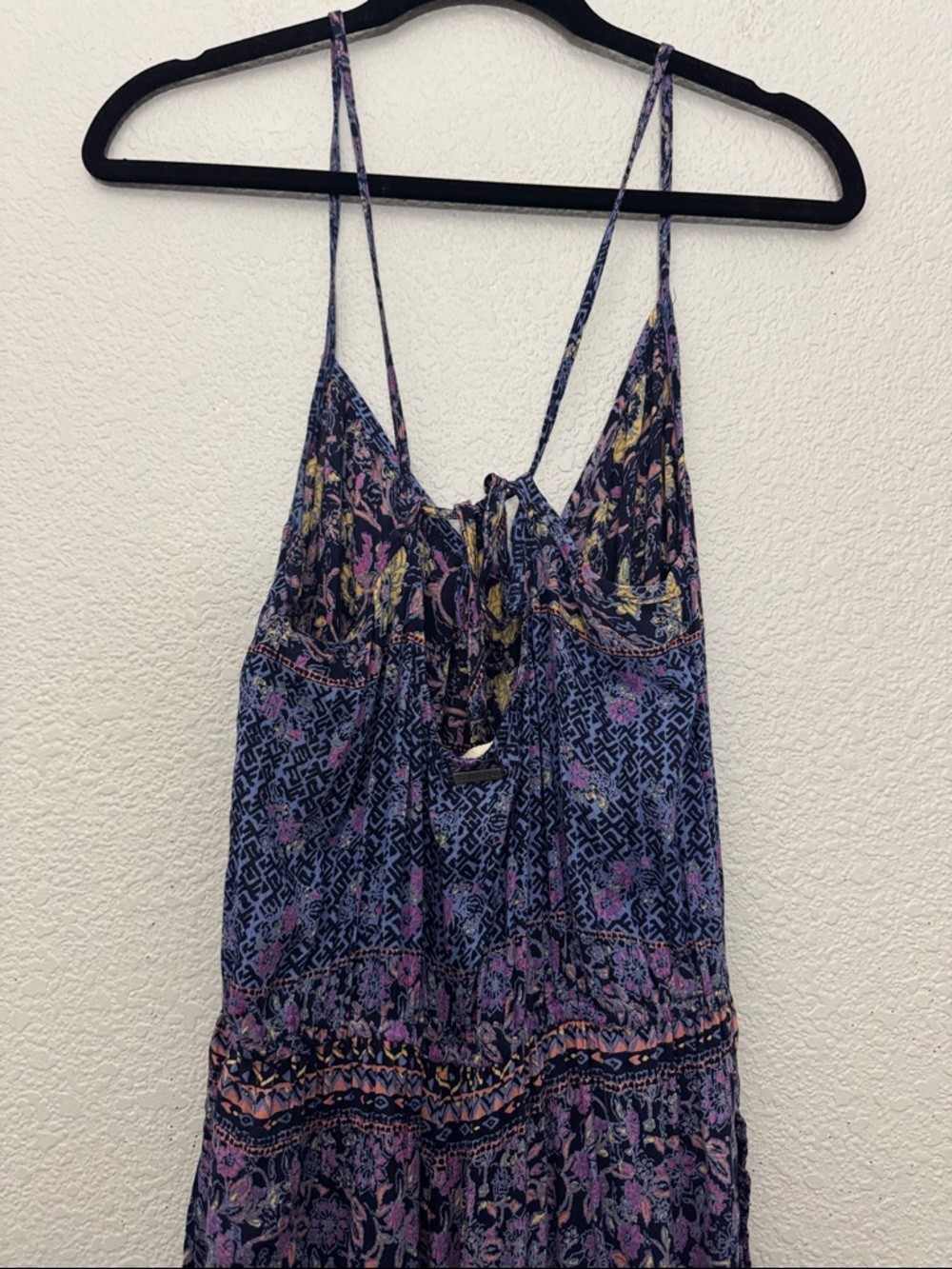 NWT Billabong Take Me Away Jumpsuit Blue Floral V-Neck Large Boho Hippie Summer