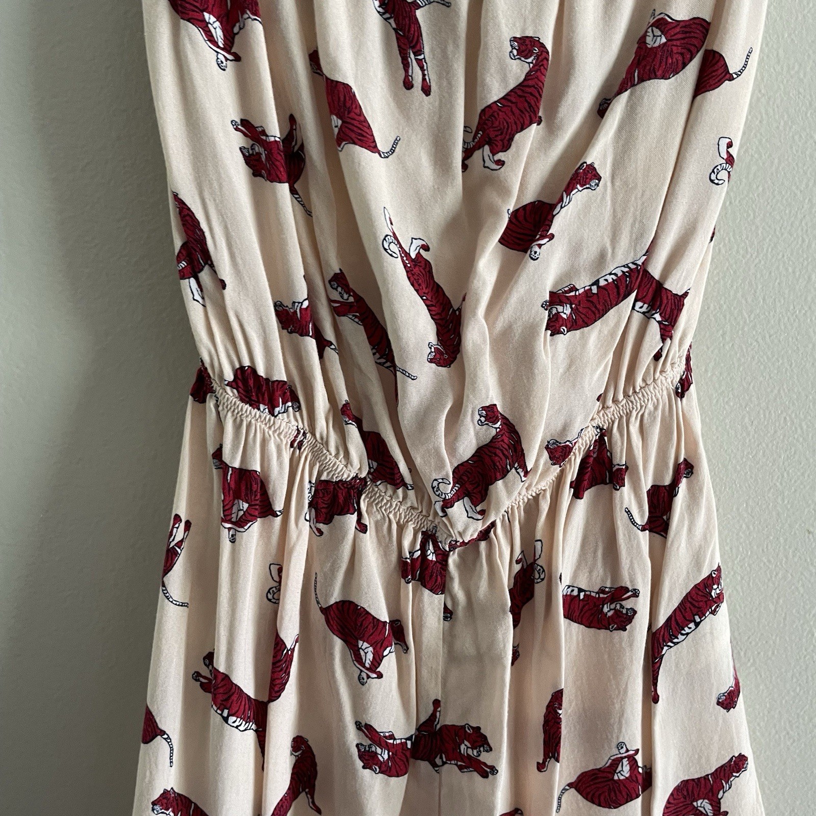 Divided H&M Women 4 Tiger Print Casual Elastic Waist Ruffle Strapless Romper