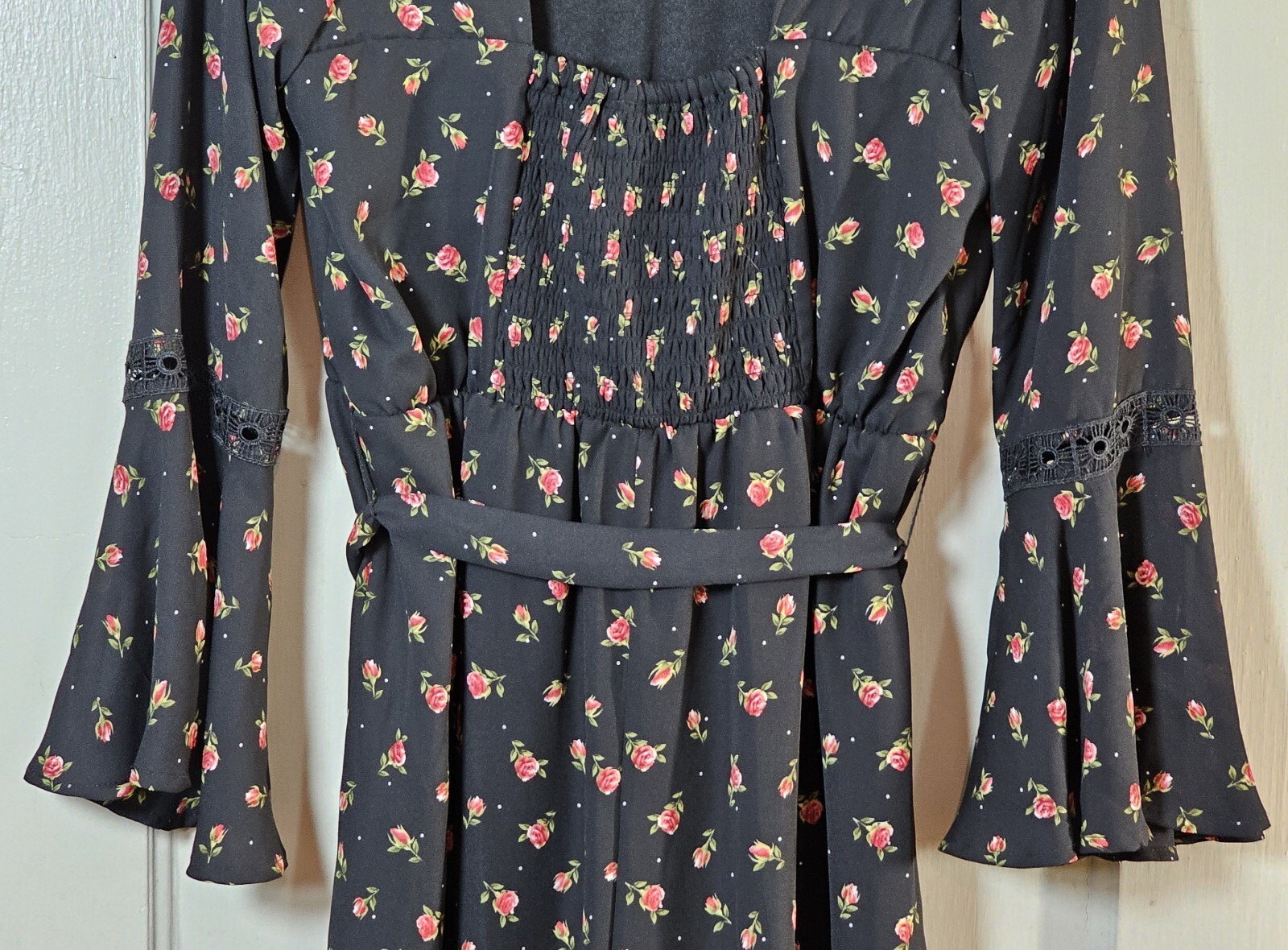 Disney Princess Romper Junior Size L Black Roses Belle Beauty Beast Cottagecore