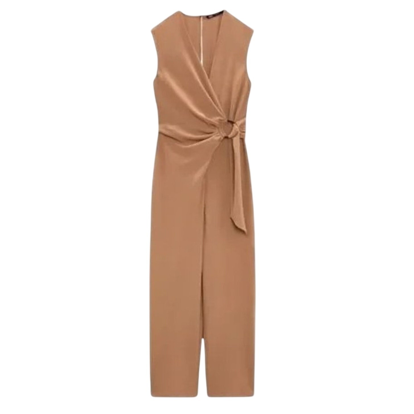 NWT ZARA Wrap Jumpsuit with Buckle in Caramel Brown WOMEN’S LARGE