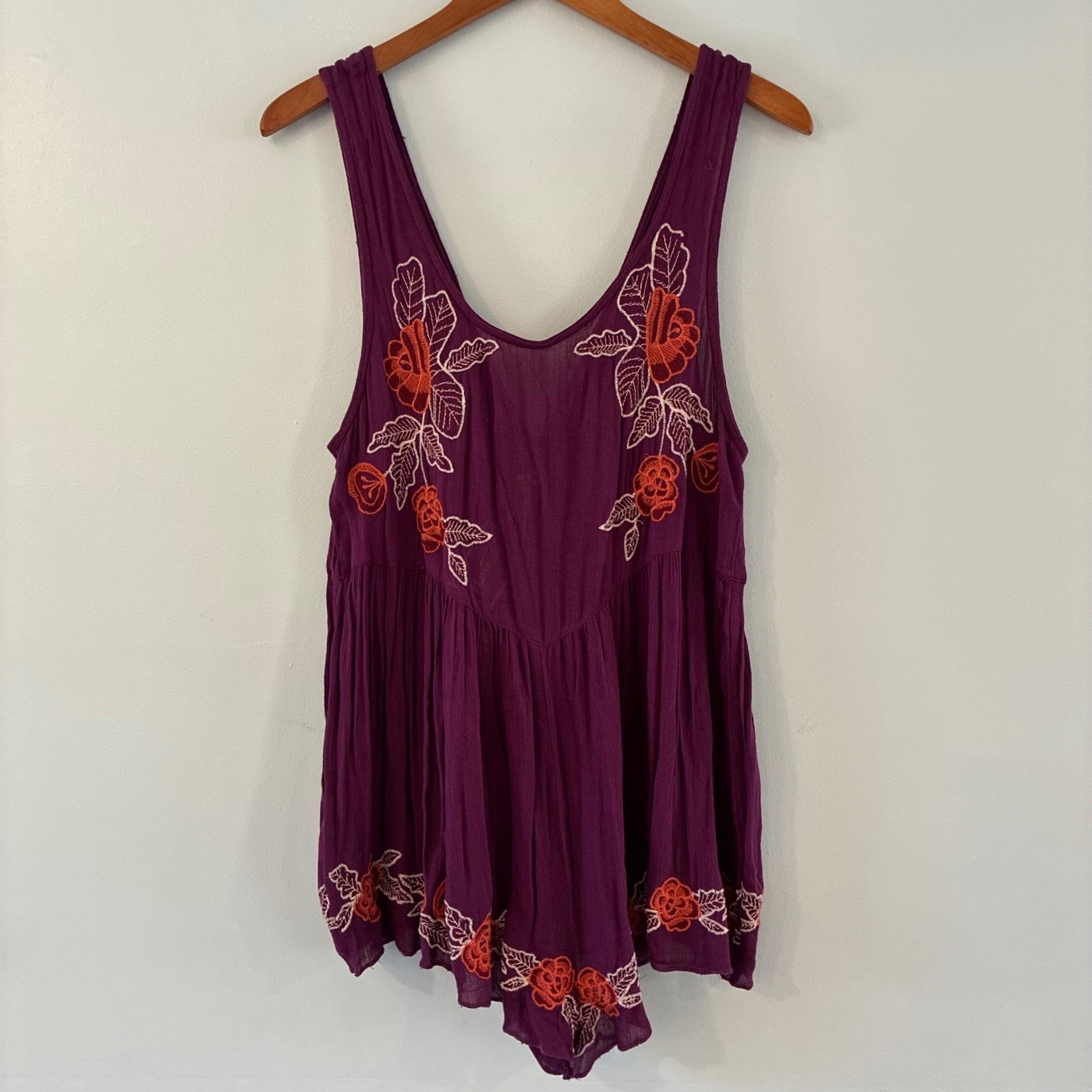 Intimately Free People Romper XS Floral Embroidery Boho Festival Cottage Beach
