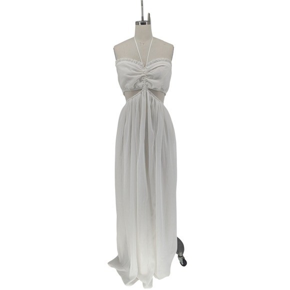 19981 NEW Hers & Mine Sweetheart Jumpsuit White size Large bohemian resortwear