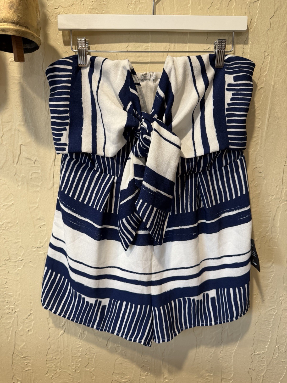 Lulus Blue & White Striped Strapless Romper Zip Closure Women’s Size L