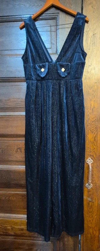 Navy blue with gold filament jumpsuit