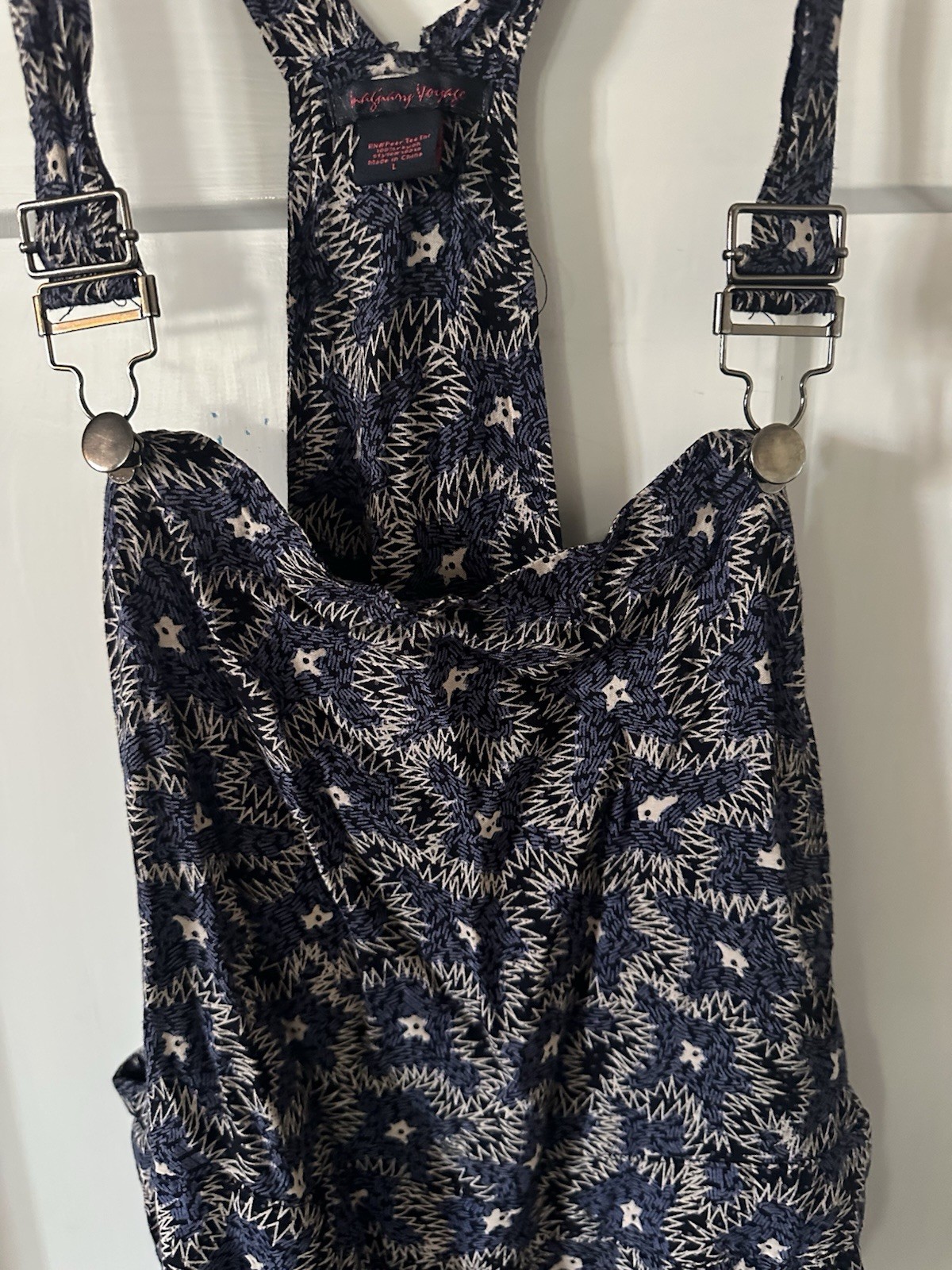Imaginary Voyage Navy Blue Rayon Women’s Jumpsuit Overalls Large Waist 16 In