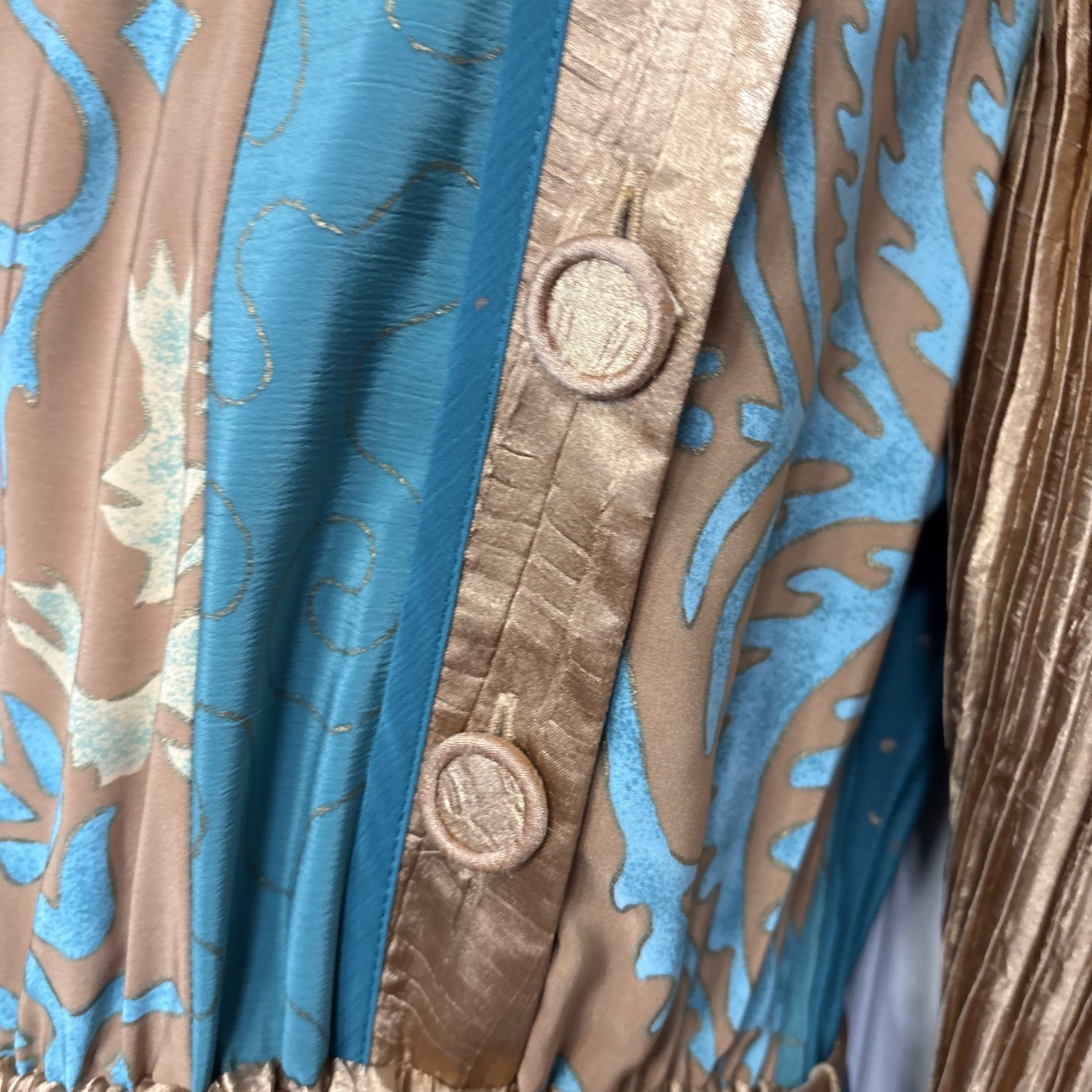 FABULOUS JEANNE-MARC One-Piece Pantsuit Jumpsuit Gold Pleated Sz S Retro 80s