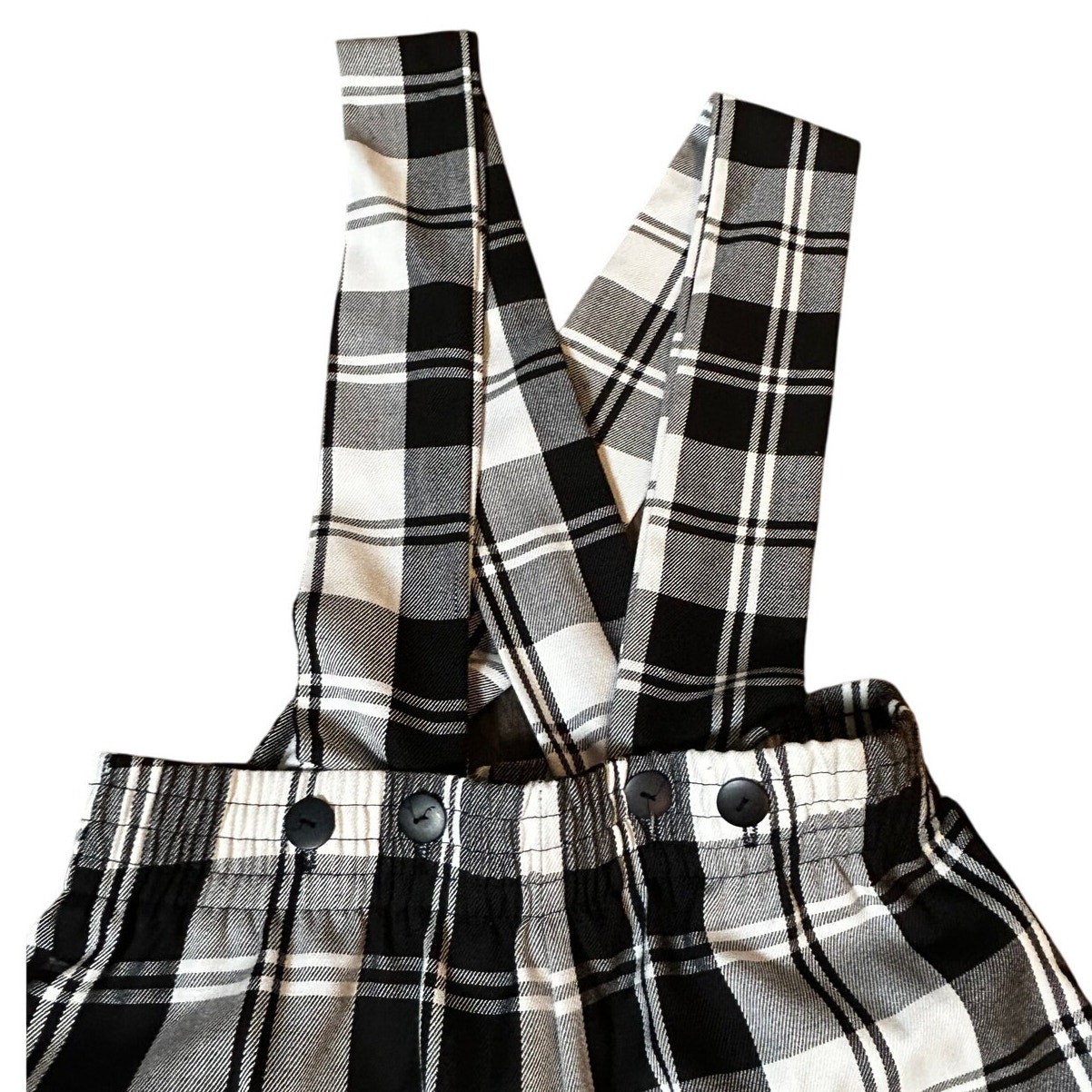 TEASE NEW YORK Black & White Women’s Plaid Flare Overall Style Pant Suit