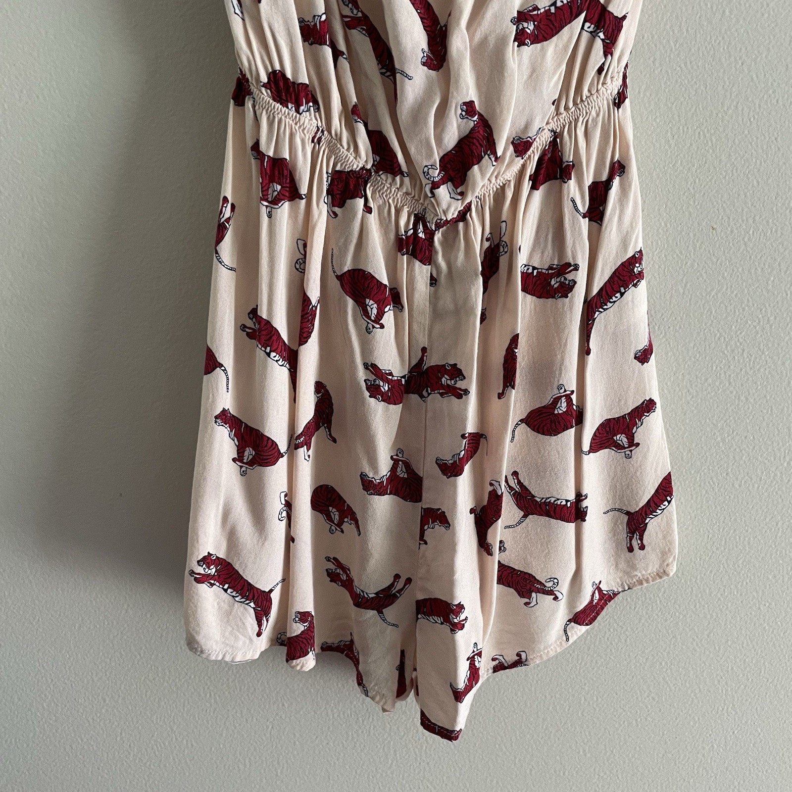 Divided H&M Women 4 Tiger Print Casual Elastic Waist Ruffle Strapless Romper
