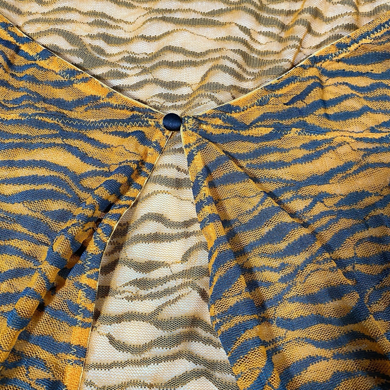 Savage X Fenty Tiger Stripe Print Halter Jumpsuit Lingerie Mesh Open Bum Sz 3X