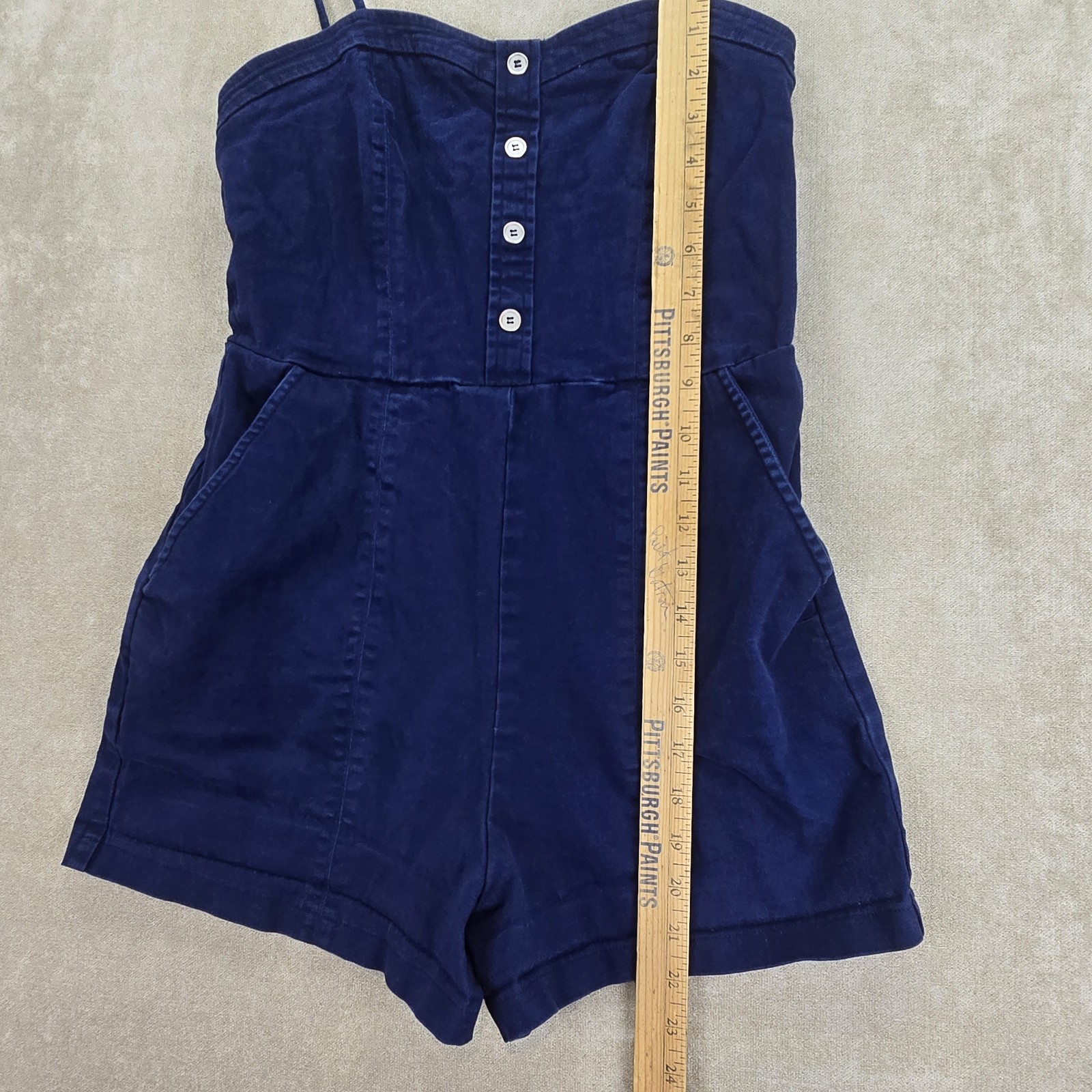 Copper Key Womens 60s Style Tank Top Shorts Romper Navy Blue Size Small