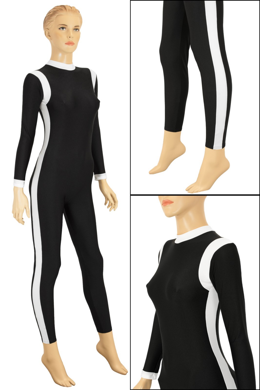 Vaulting Suit “Hanna” Zip Two Tone Shiny Stretch Full Suit Gymnastics Suit
