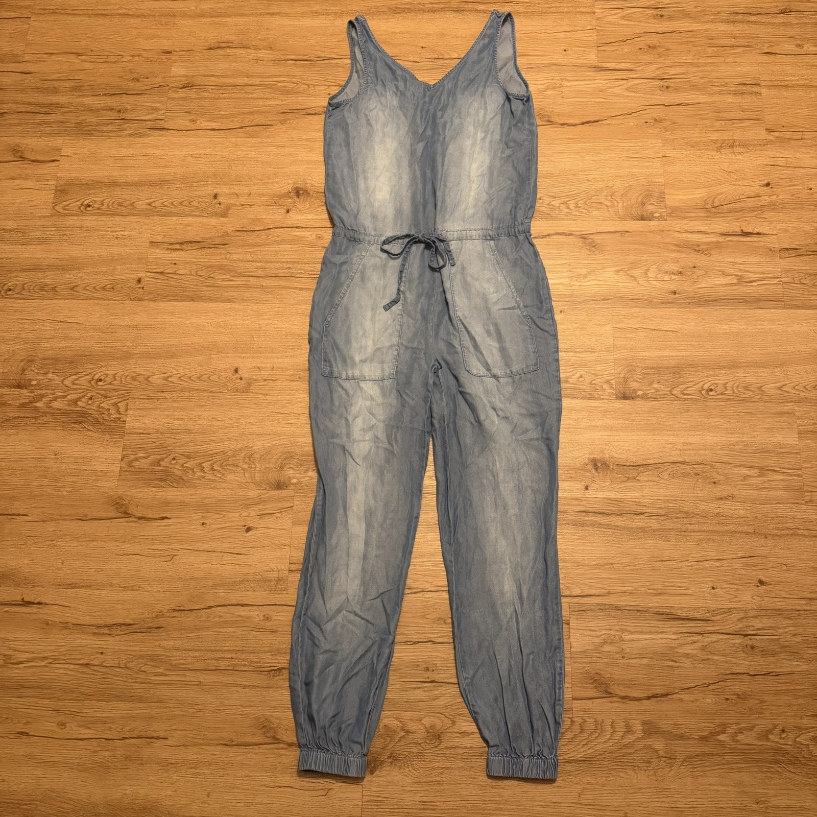 Zenana Outfitters Denim Adjustable Strap Baggy Jumpsuit Size XS