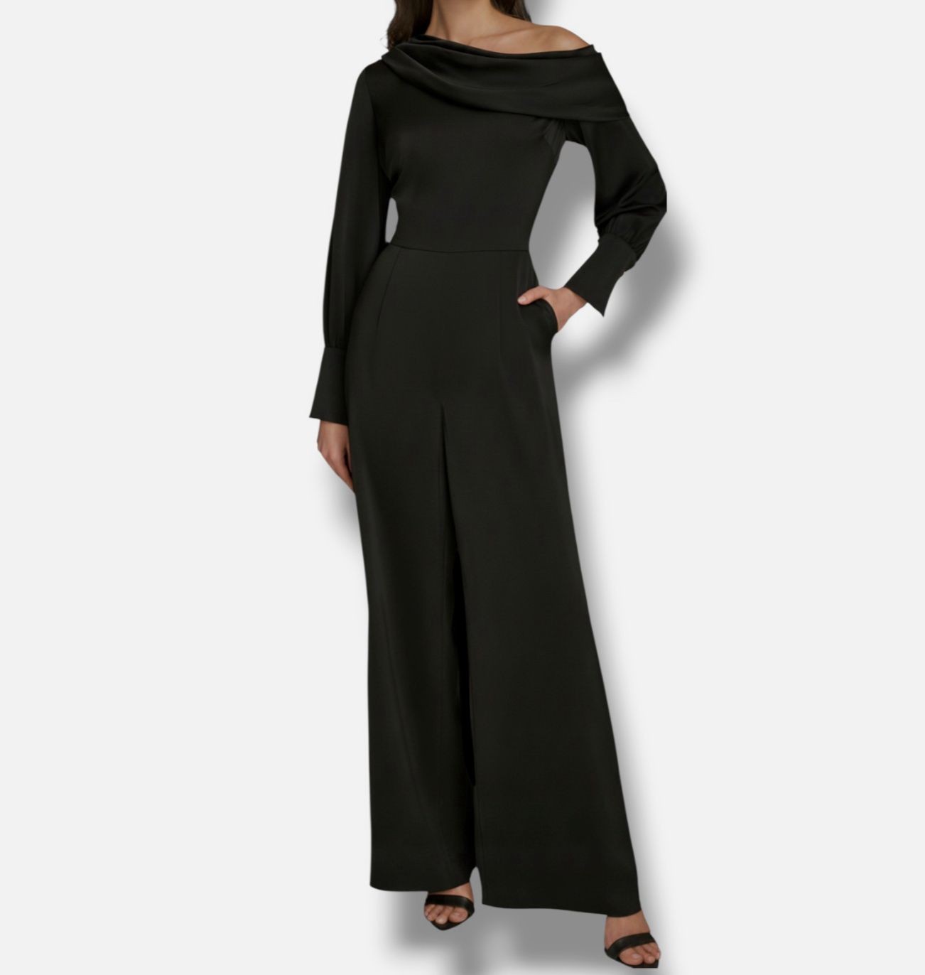Donna Karan New York Women’s Black One-Shoulder Jumpsuit Size 14