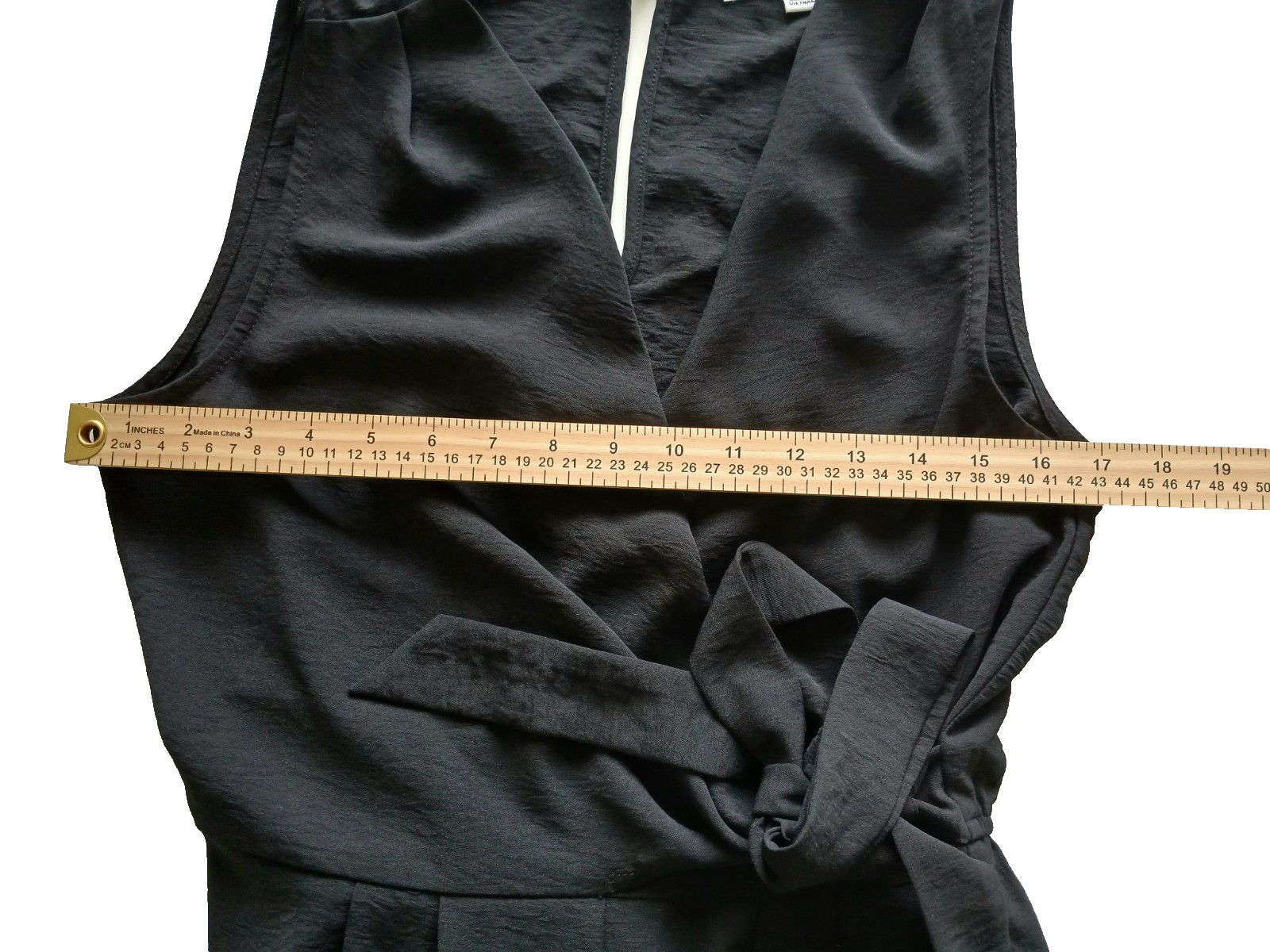 Emma & Michele Classic Side Tie Belt Stylish Black Romper Women’s Size S