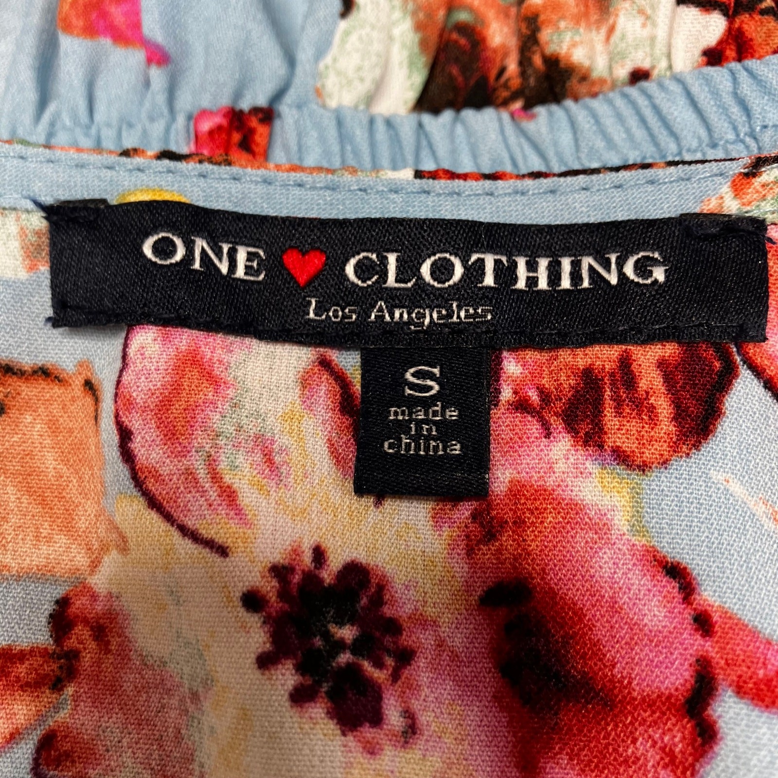 One Love Clothing LA Romper Womens Blue Floral SZ S Cold Shoulder Tropical