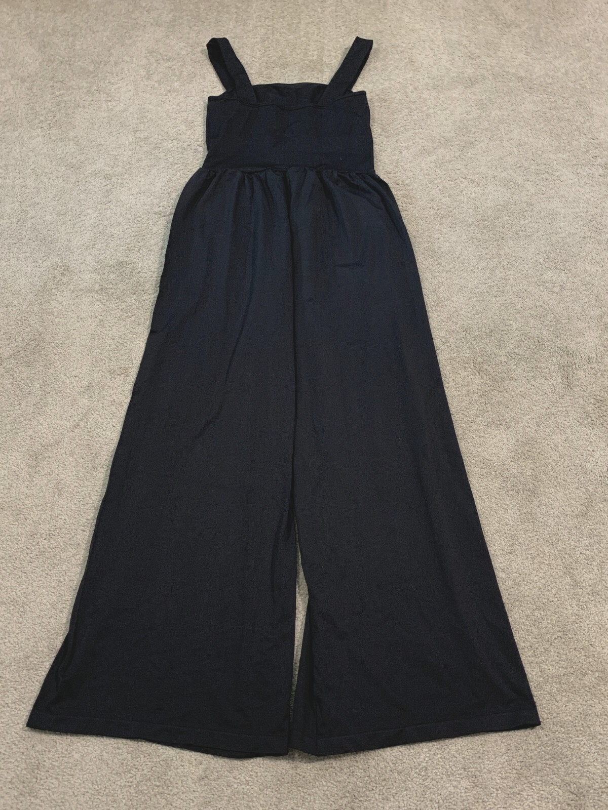 Wide Leg Jumpsuit Womens XL Black Luxury Fashion Sleeveless Stretch Thick