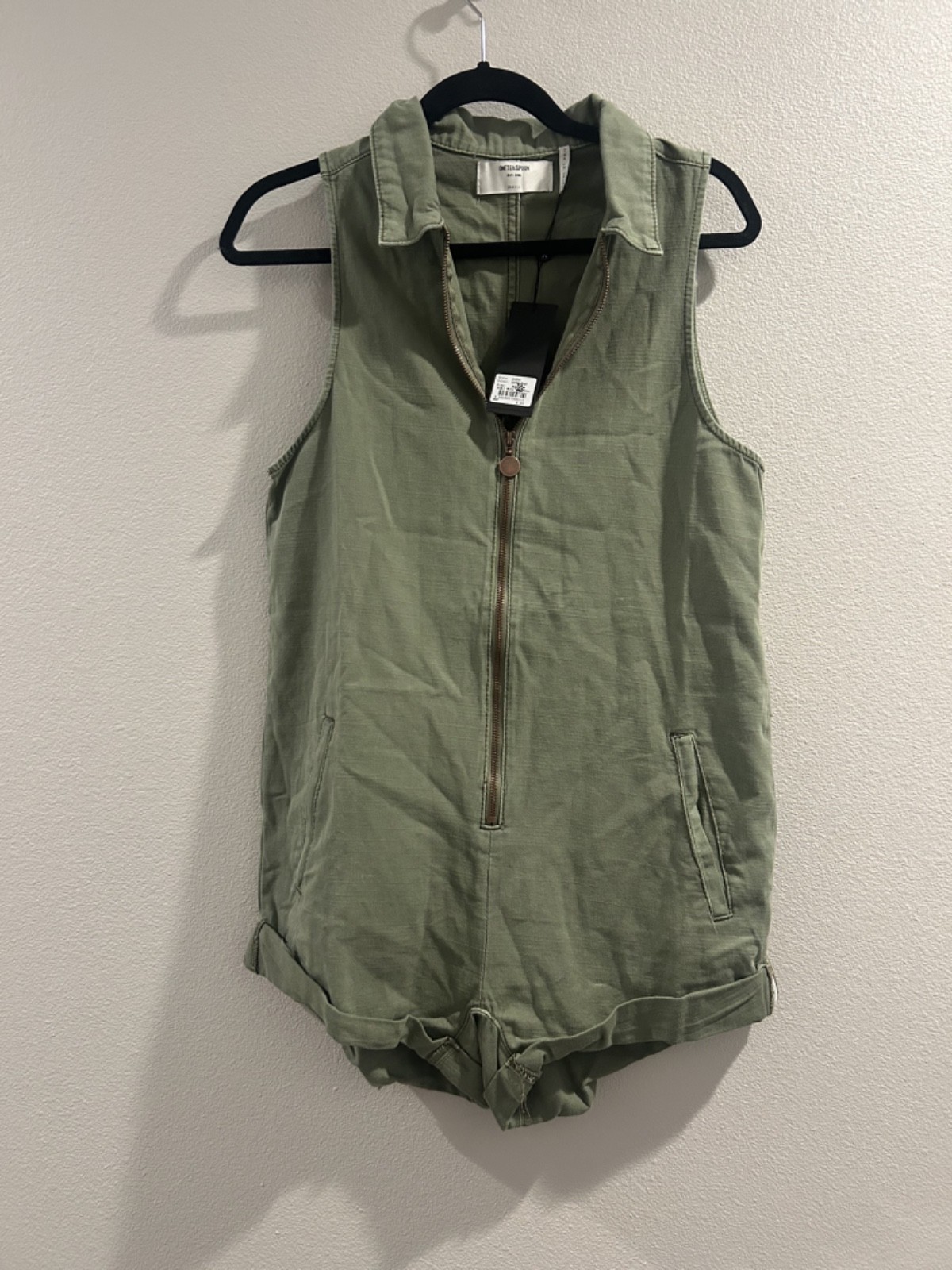 NWT One Teaspoon $189 Romper Jumpsuit Super Green Khaki Mini Braxton Utility XS