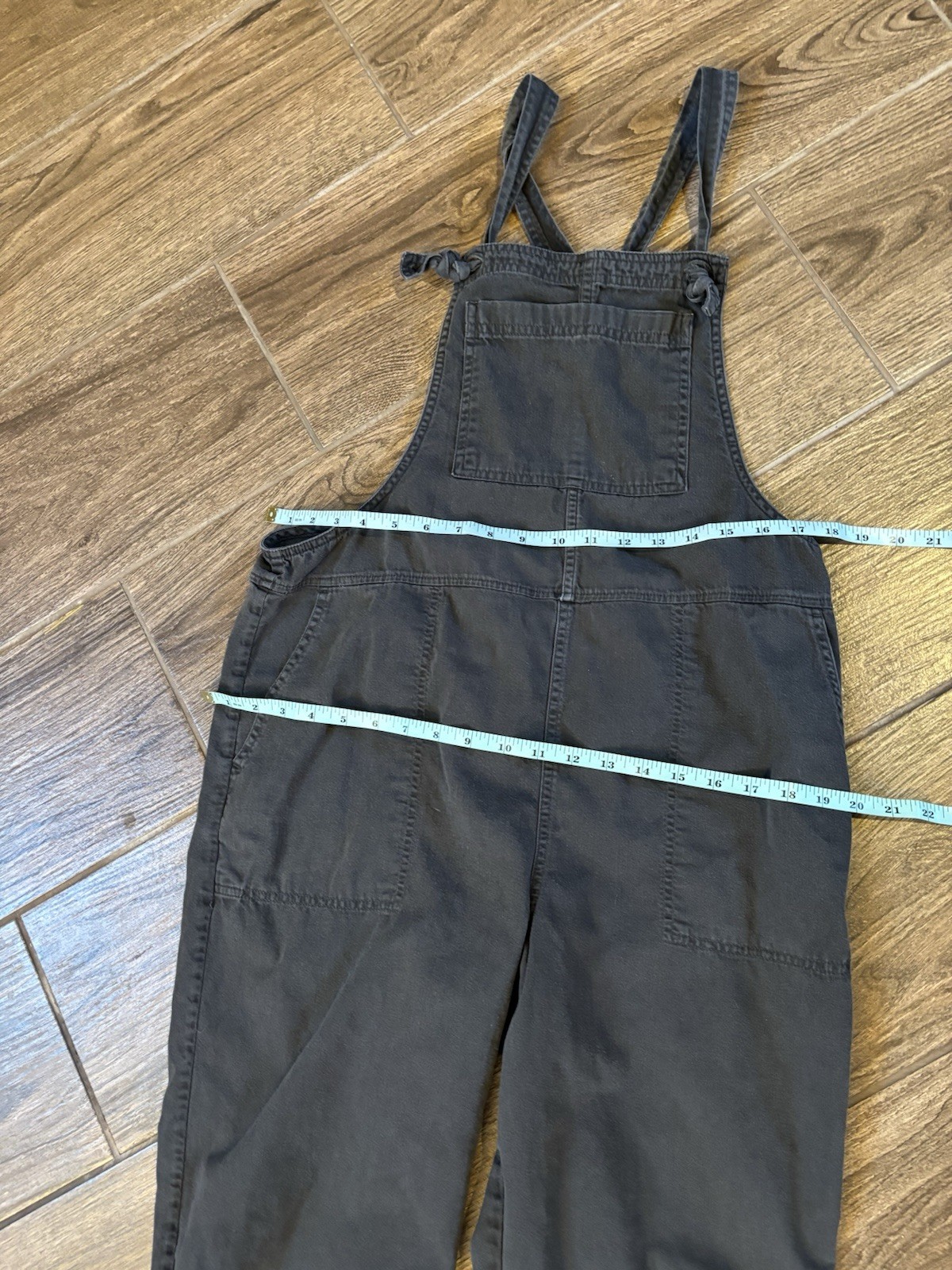 Aerie Charcoal Gray Overalls Womens M Relaxed Straight Leg Utility Raw Hem