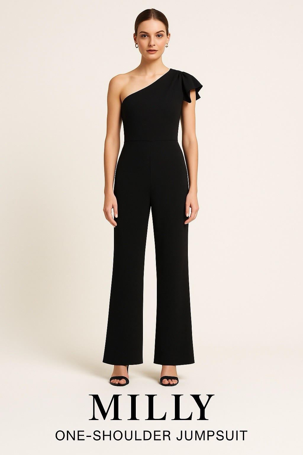 Milly Womens Black One Shoulder Drape Detail Sleeveless Jumpsuit Size 8