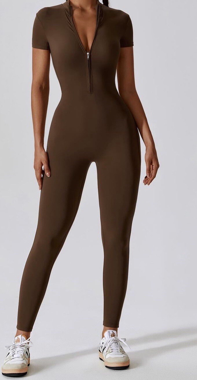 BOTA Yoga Jumpsuit Catsuit Short Sleeve Zipper Women’s Sportswear Gym Small
