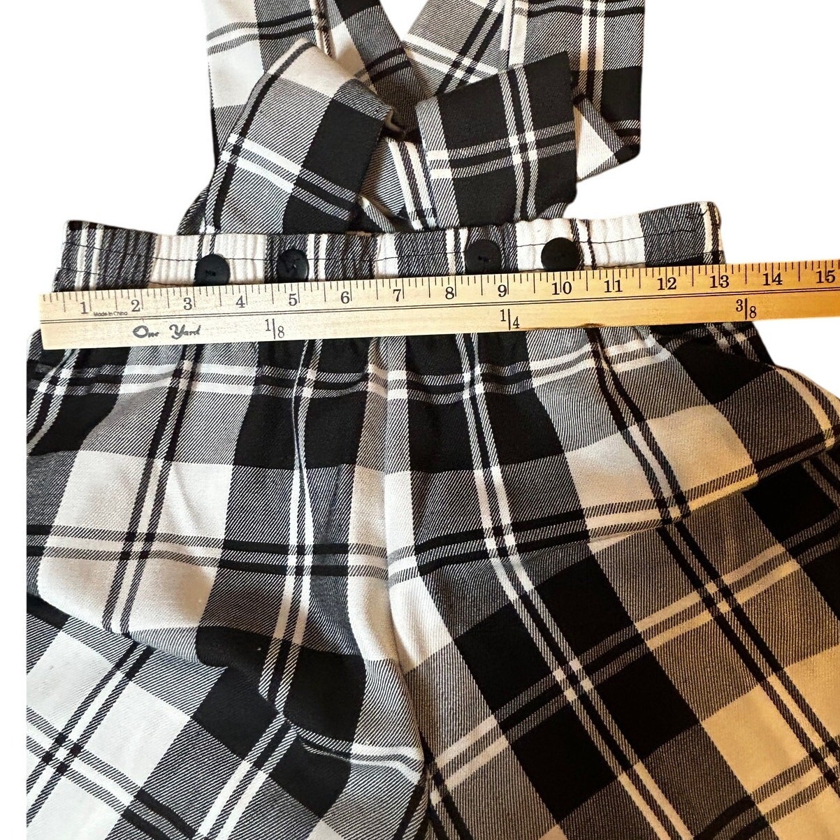 TEASE NEW YORK Black & White Women’s Plaid Flare Overall Style Pant Suit
