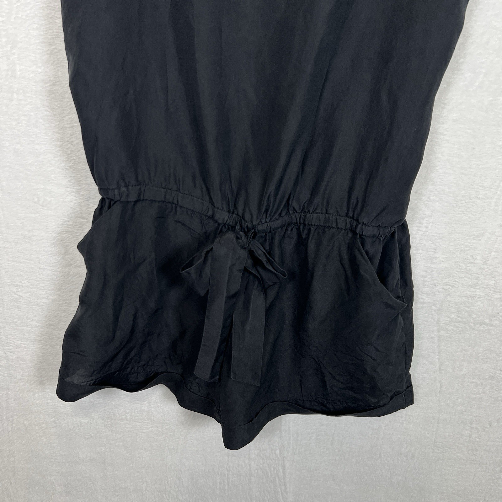 J.Crew Silk Romper Women’s S Black Elastic Waist Waist Tie Adjustable Straps
