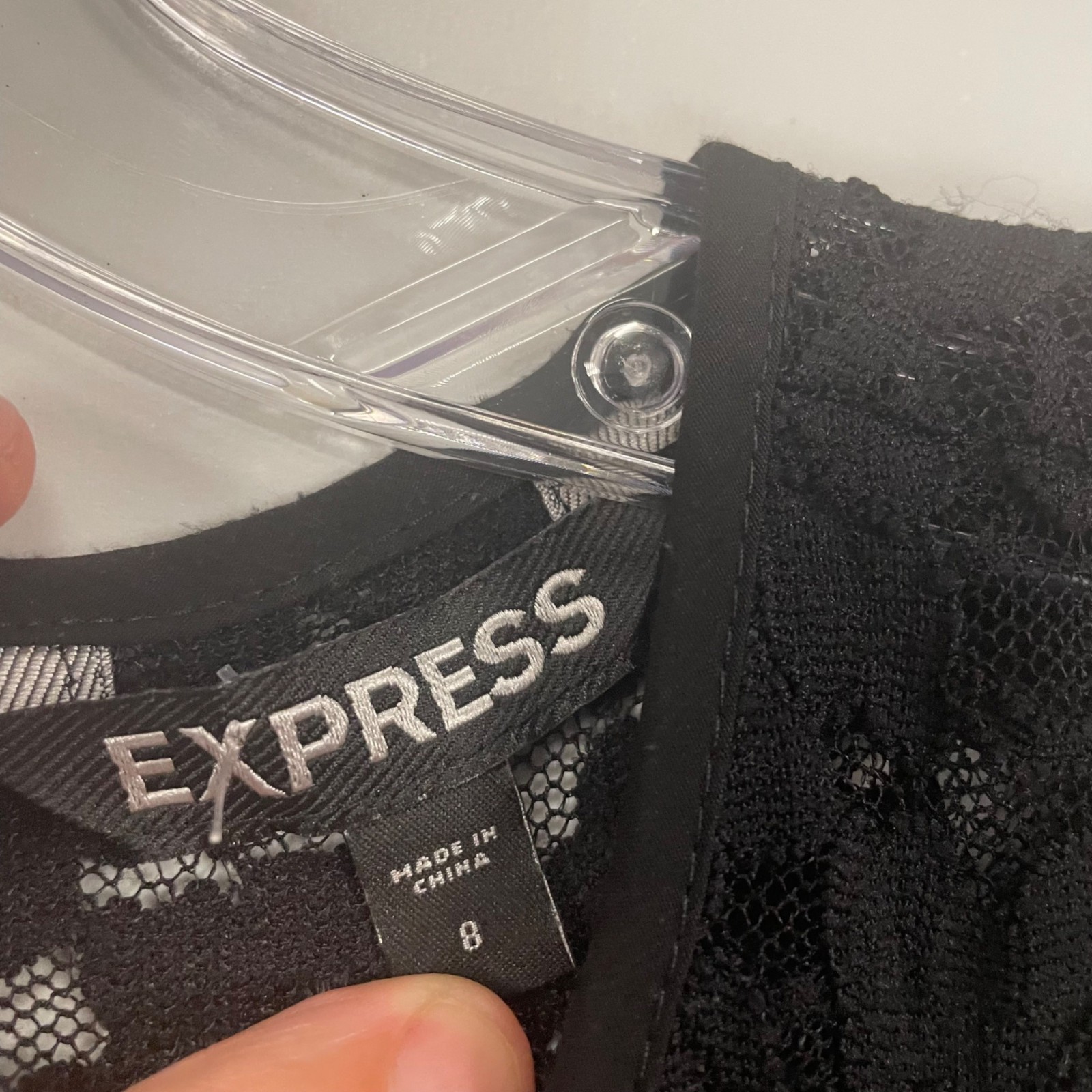 Express Sleeveless Jumpsuit Lace Sold Black Tapered Leg Size 8 Pockets