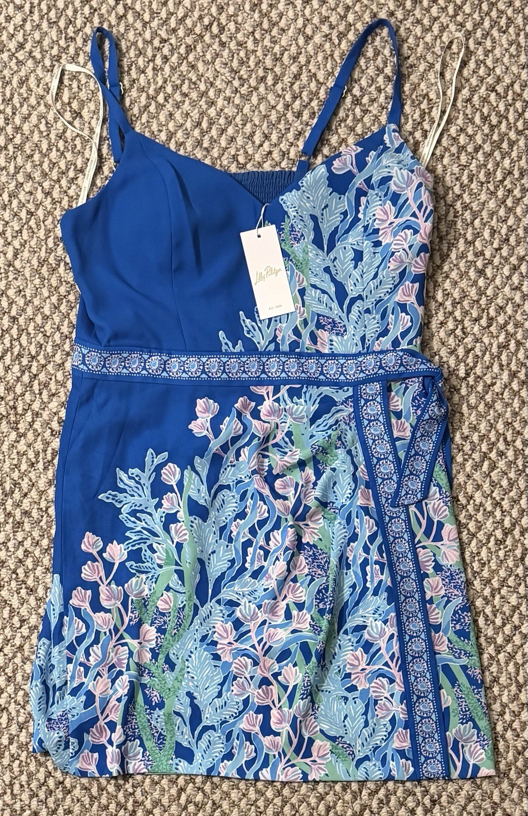 NWT Lilly Pulitzer Nettie Skirted Romper Size 10 Barton Blue Seacret Escape