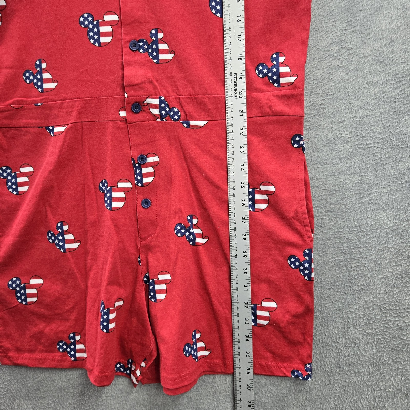 Disney Women Romper M Red Graphic Print Mickey Mouse Short Sleeve NWT
