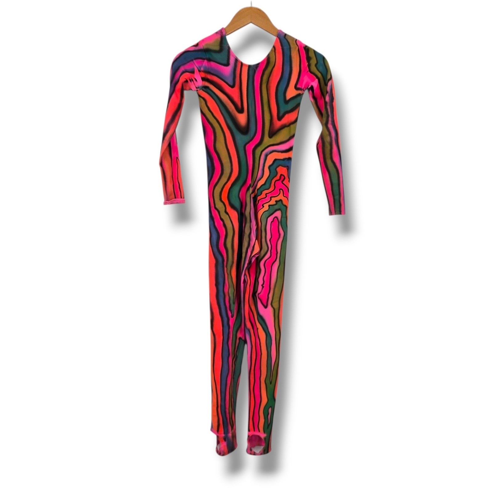 LaMendola Psychedelic Wavy Stripe Long Sleeve Stirrup Unitard Bodysuit Large USA