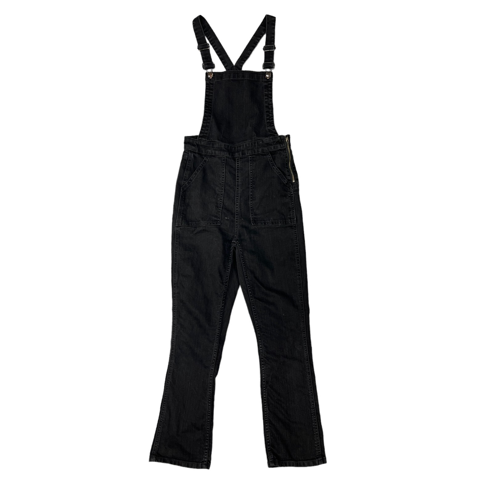 Madewell Cali Denim Bootcut Overalls Womens S Small Black Frost Kicked Leg *READ