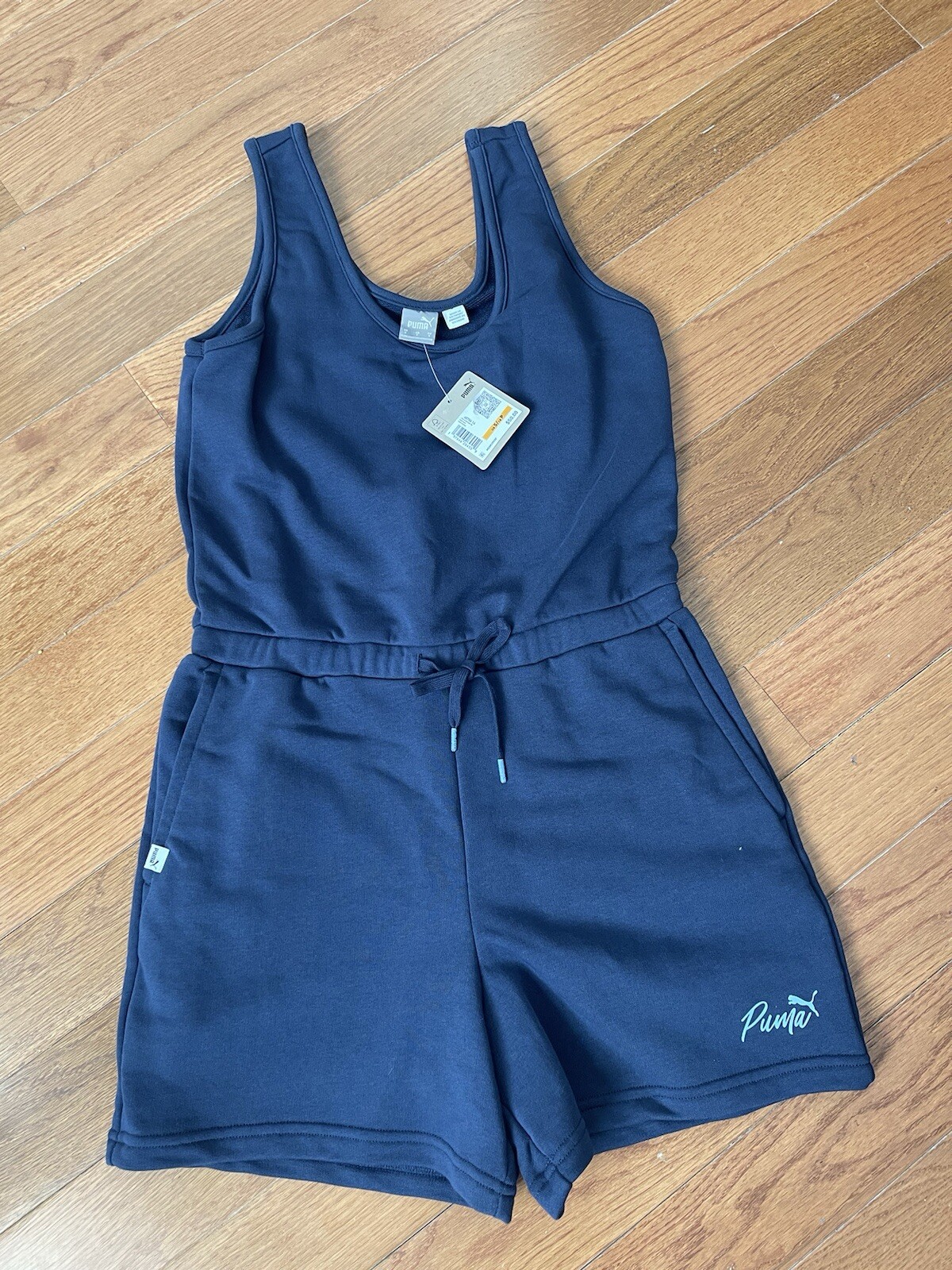 PUMA Live In Romper Blue Navy Tank Shorts SMALL NWT $50