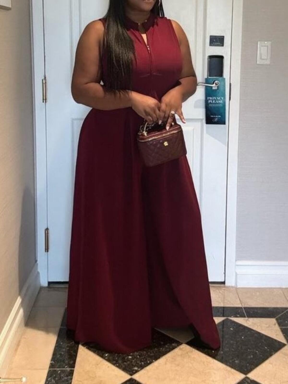 NEW – Elegant Burgundy Jumpsuit, Size L