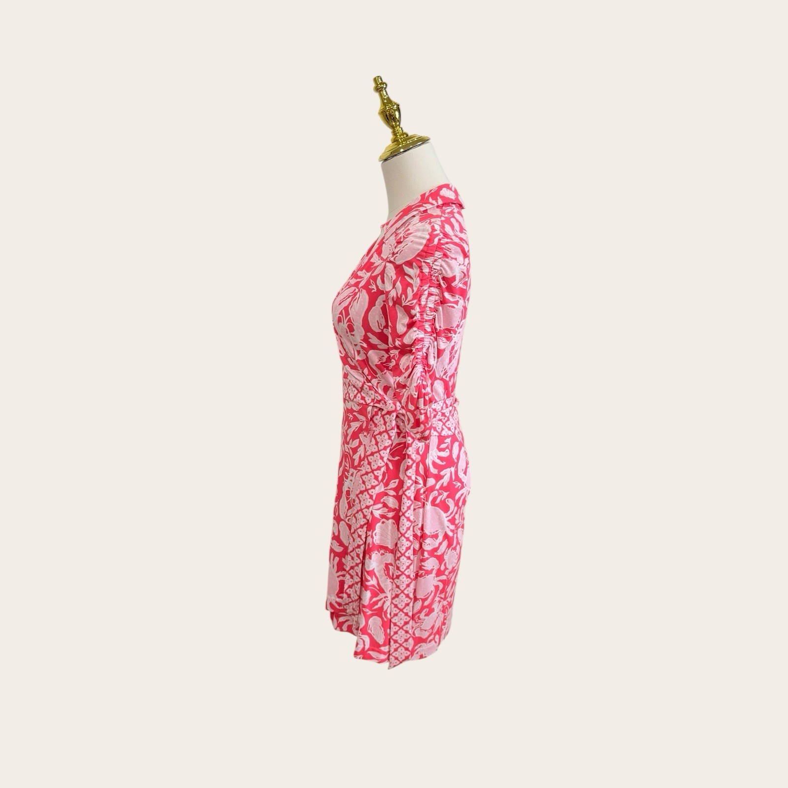 Lilly Pulitzer Extra Small Ibby Skirted Belted Wrap Romper Cane Coral Crab NWT