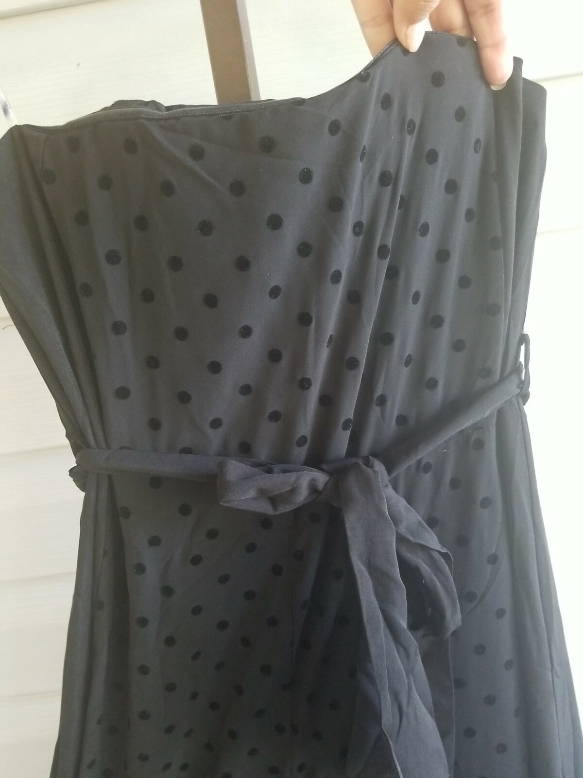 4Sienna Black Stapless Jumpsuit Corset M Chiffon Velvet Dot Wide Leg Belted NWOT