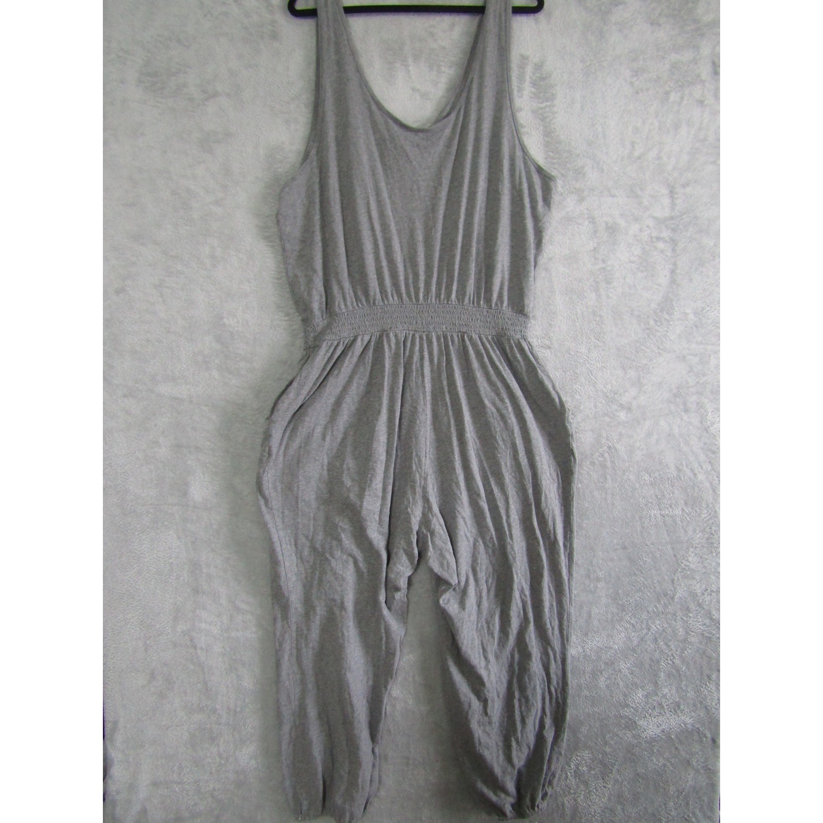 Aerie Gray Cotton Blend Smocked Waist Jumpsuit Jogger Pants Plus Size XXL TTG