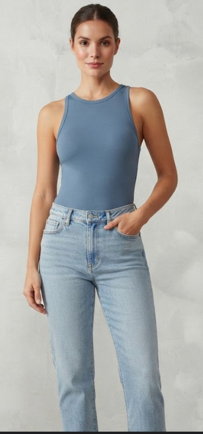 Zenana Essential Blue Bodysuit