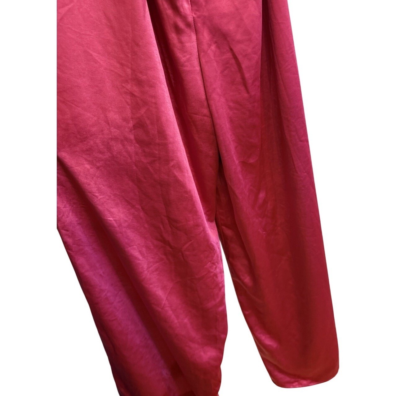 Lulus Fuchsia Satin Silk Halter Wide Leg Jumpsuit Halter Romper Pants Sz Large
