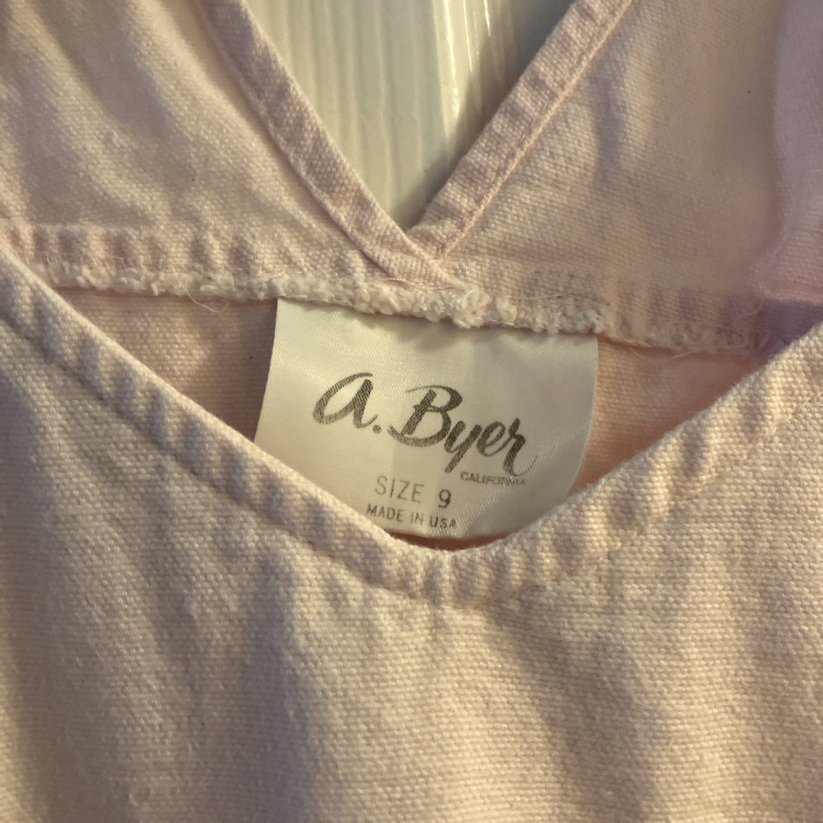 A.Byer Pink Denim Overalls Size 9 Juniors Adjustable Straps Pockets