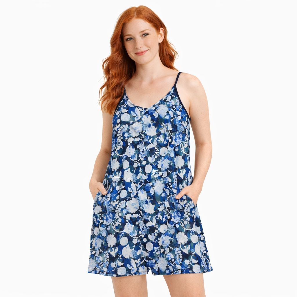 Free Movement Floral Cami Romper Shorts Blue XS/TP New