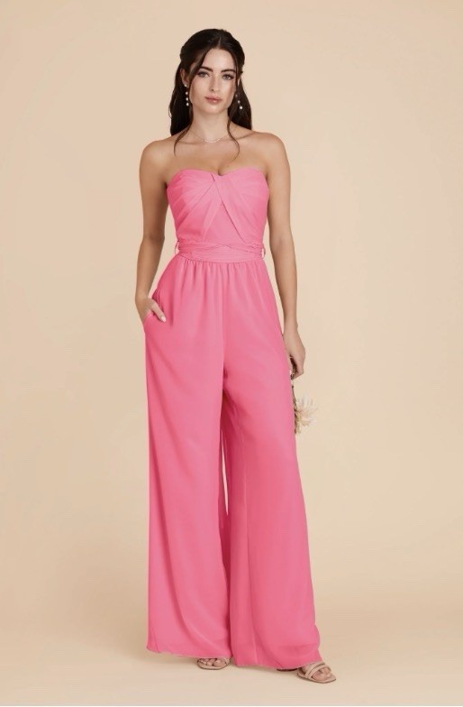 NEW Birdie Grey Gigi Jumpsuit Chiffon Bon Bon Pink Size Large With Tags