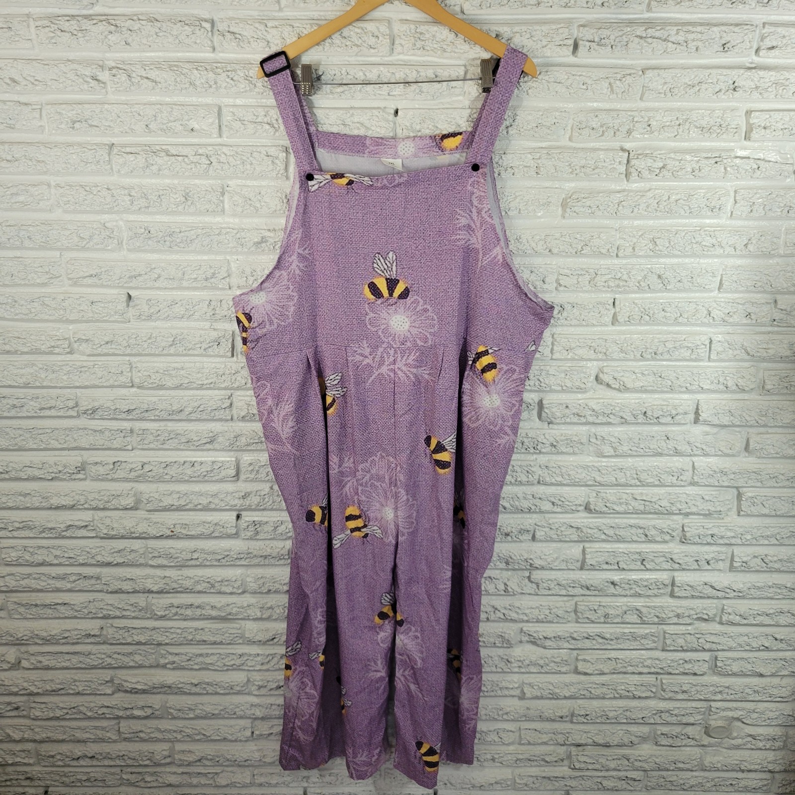 Womens Jumpsuit Plus Size 3XL Purple Bumble Bee Wide Leg Sleeveless Casual