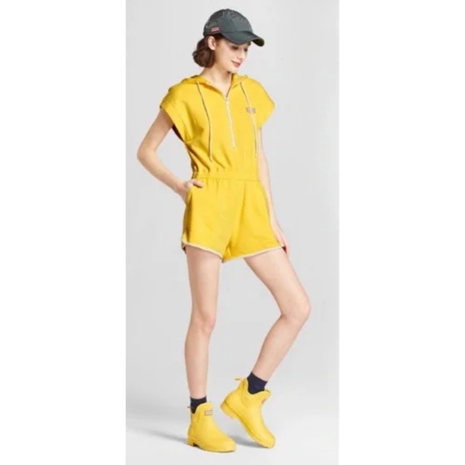Hunter for Target Yellow Hooded Romper Women’s Size M Summer Casual Athleisure