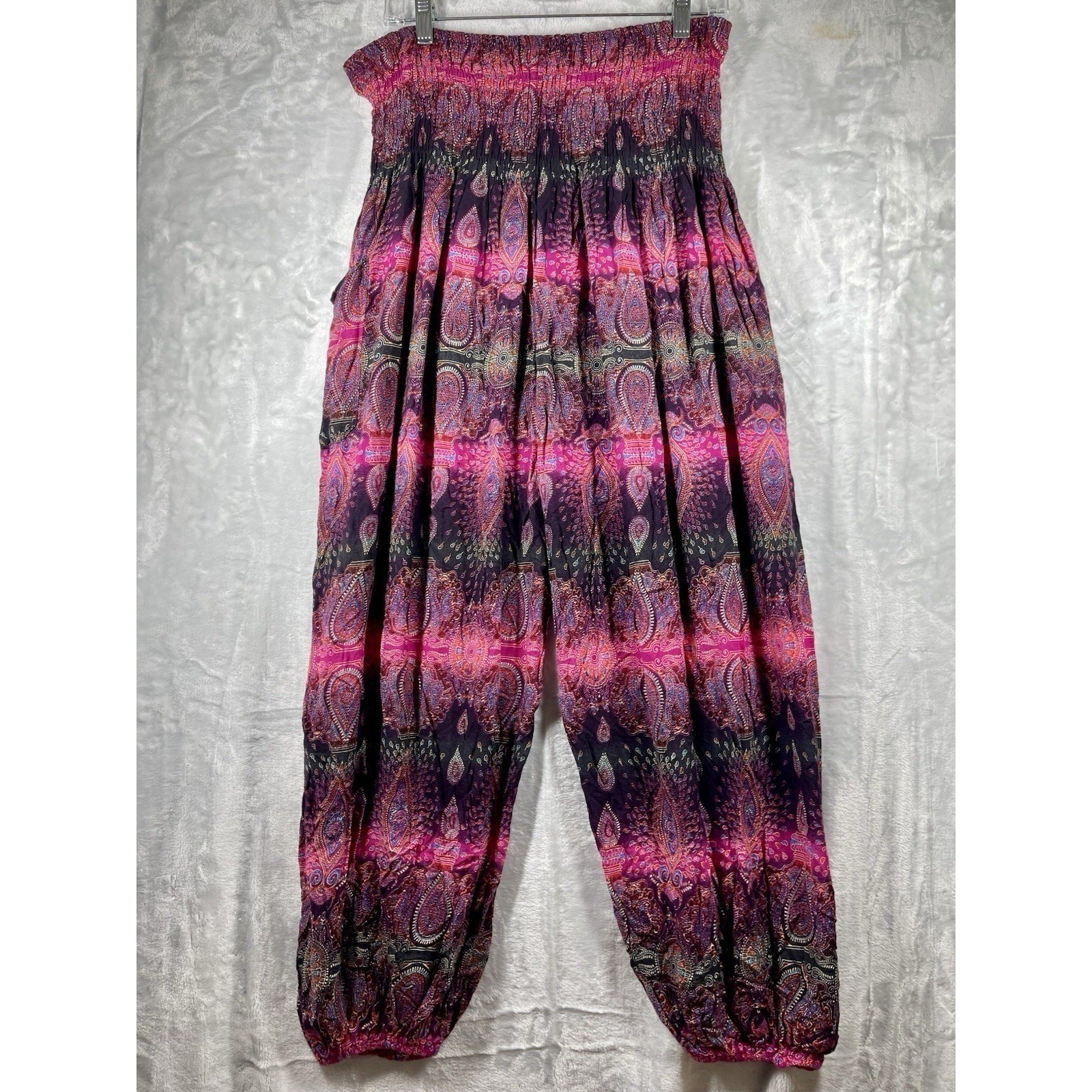 Harem Pants.com Baggy Drop Crotch Boho Hippie Elastic Waist Comfort Sz Medium