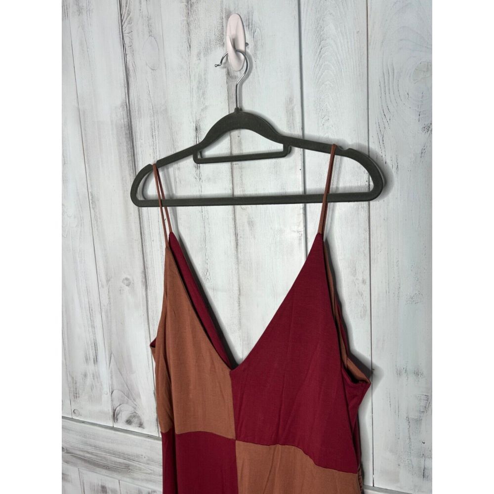 NWOT Anthropologie A+ Red Brown Colorblock Twist front Jumpsuit Plus Size 1X