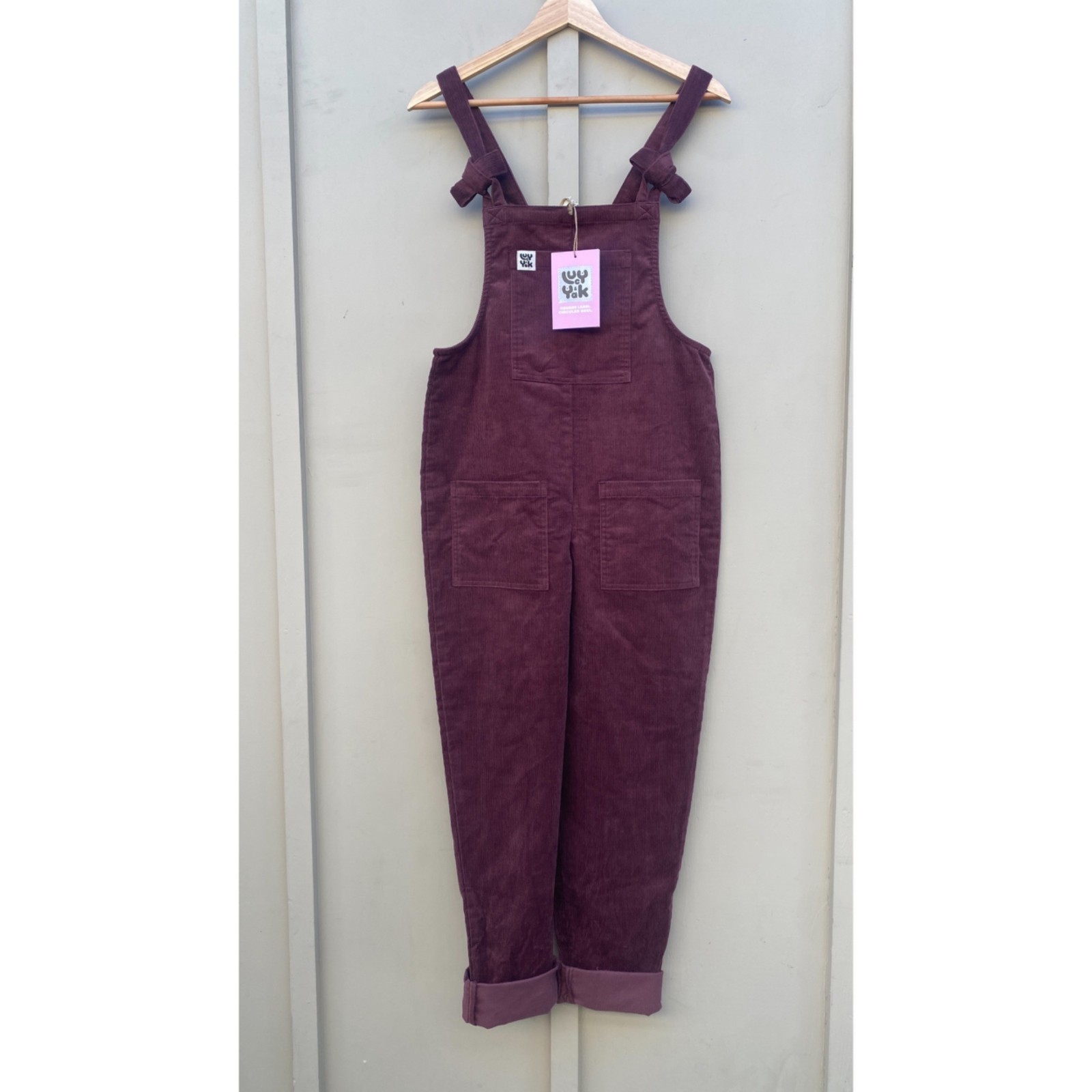 NWT Lucy & Yak Original Dungaree Bib Overalls Corduroy Dark Plum Purple Size 2