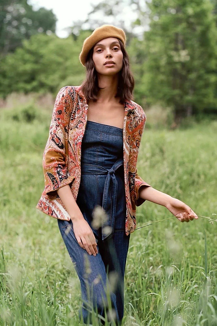 Anthropologie Pilcro Waist-Tied Denim Jumpsuit 0 Petite